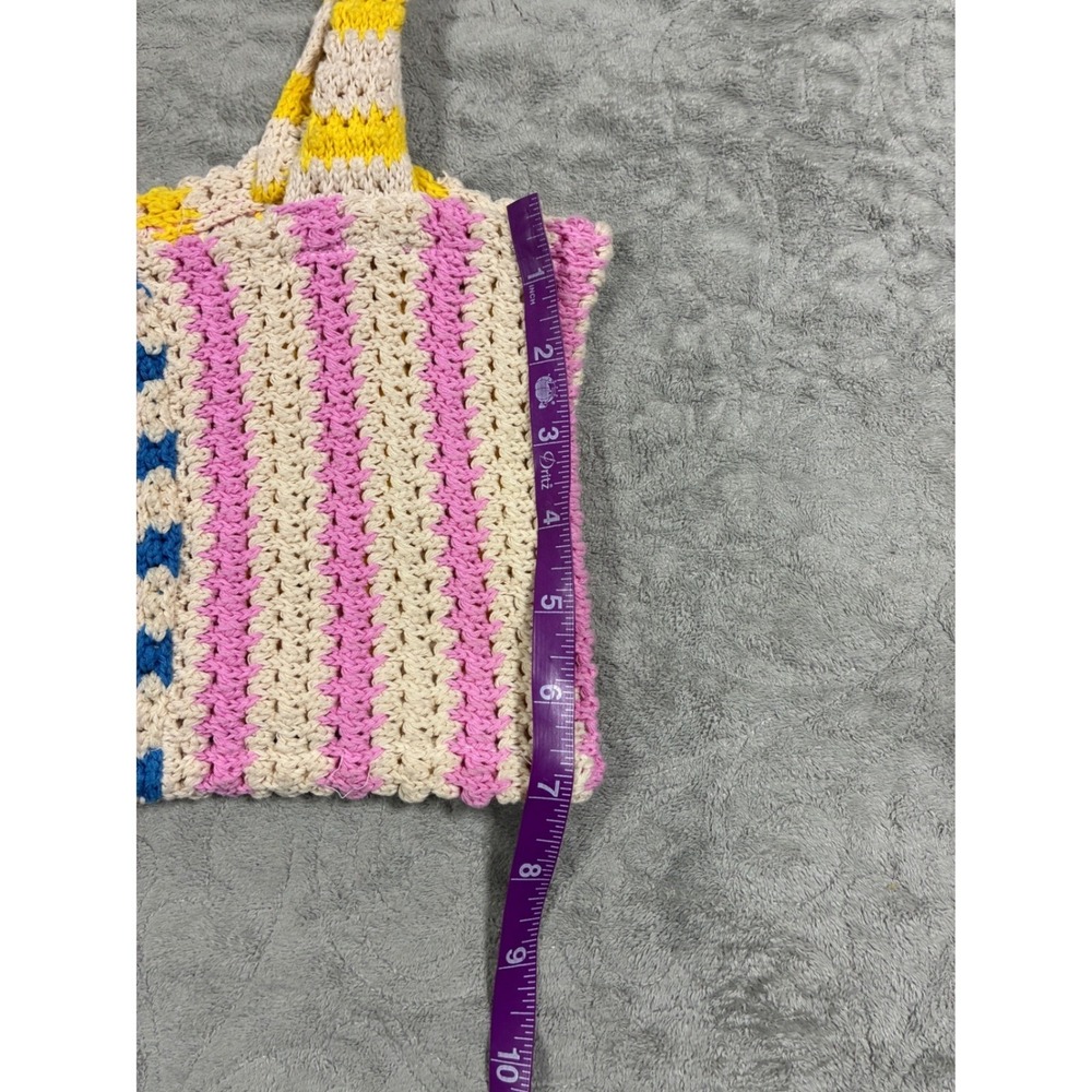 Zara Crochet Patchwork Open Knit Crop Top Size S Pastel Boho Beachy Festival - Picture 10 of 10
